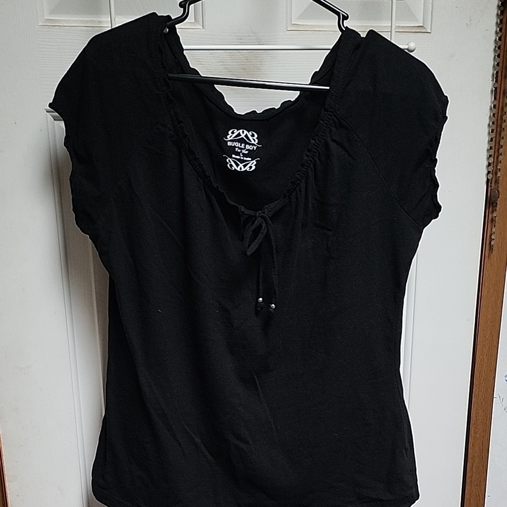 Bugle Boy Black Women's Blouse with Tie Detail - Picture 8 of 10